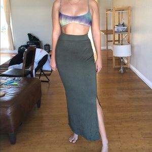 Olive green maxi skirt